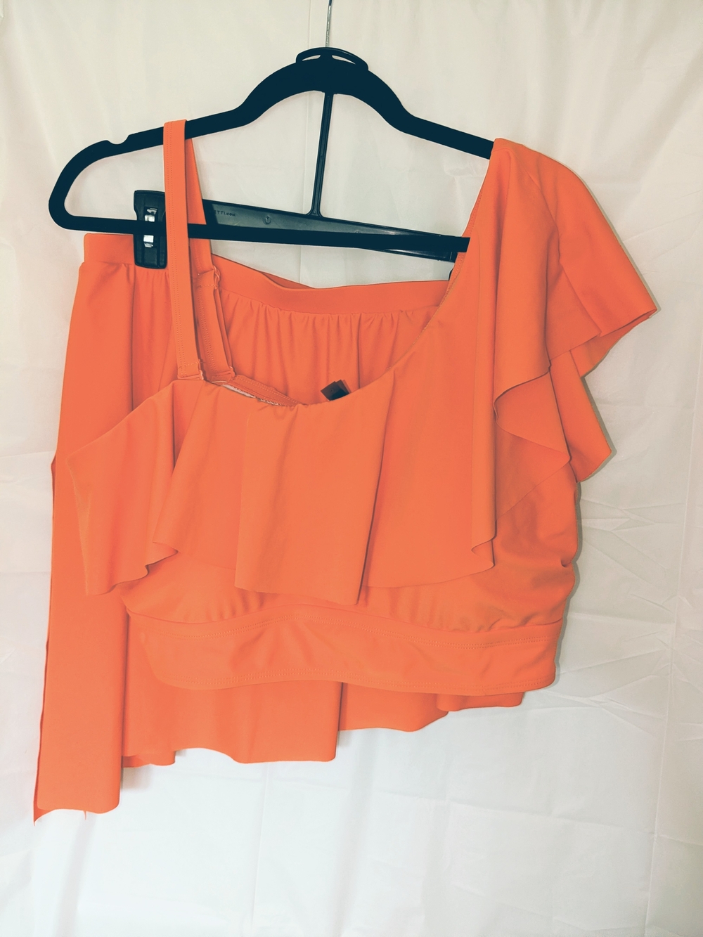 torrid One-Shoulder Ruffle Swim 2 Piece Crop Top in Orange